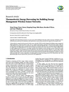 Research Article Thermoelectric Energy Harvesting