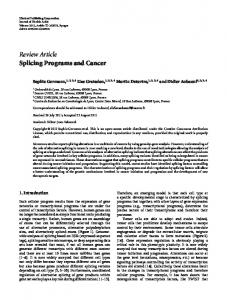 Review Article Splicing Programs and Cancer - BioMedSearch