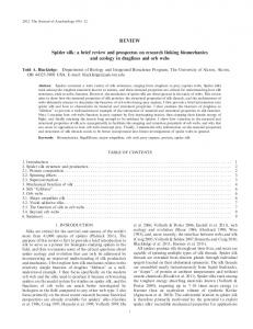 REVIEW Spider silk: a brief review and ... - American Arachnology