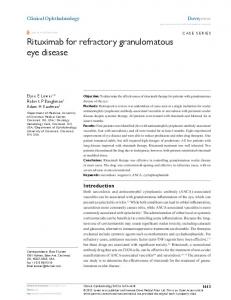 Rituximab for refractory granulomatous eye disease - BioMedSearch