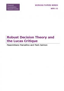 Robust Decision Theory and the Lucas Critique - CiteSeerX