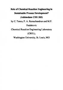 Role of Chemical Reaction Engineering in ...