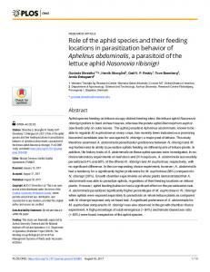 Role of the aphid species and their feeding ... - Semantic Scholar