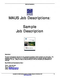 Sample Job Description - MAUS Business Systems
