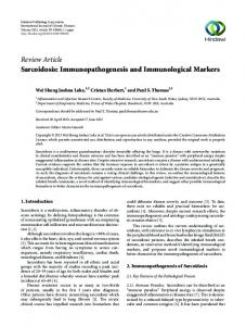Sarcoidosis: Immunopathogenesis and Immunological Markers