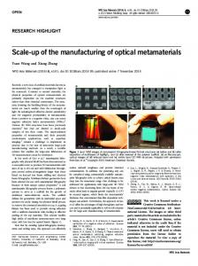 Scale-up of the manufacturing of optical metamaterials - Xiang Zhang