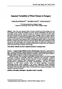 Seasonal Variability of Wind Climate in Hungary