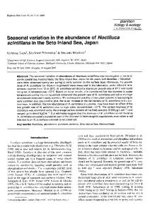 Seasonal variation in the abundance of Noctiluca scintillans in the