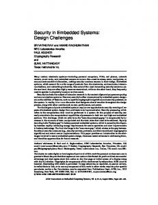 Security in Embedded Systems: Design Challenges - CiteSeerX