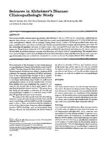 Seizures in Alzheimer's Disease: Clinicopathologic ... - SAGE Journals