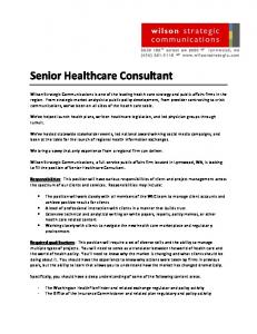 Senior Healthcare Consultant - Wilson Strategic