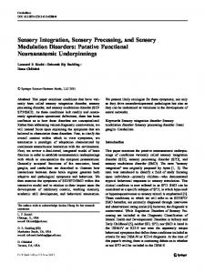 Sensory Integration, Sensory Processing, and Sensory Modulation ...