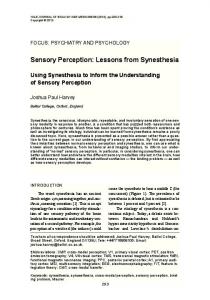 Sensory Perception: Lessons from Synesthesia - Semantic Scholar