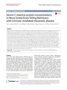 Serum C-reactive protein concentrations in Nova Scotia Duck Tolling ...
