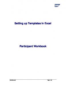 Setting up Templates in Excel Participant Workbook - Nicx.co.uk