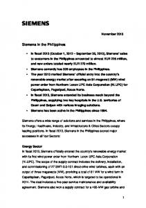 Siemens in the Philippines Corporate Profile - Siemens Philippines