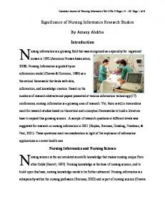 Significance of Nursing Informatics Research Studies - Semantic Scholar
