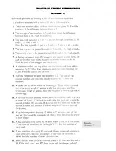 simultaneous equations worded problems worksheet #1