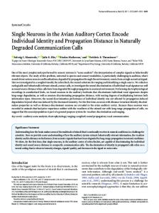 Single Neurons in the Avian Auditory Cortex Encode Individual Identity ...