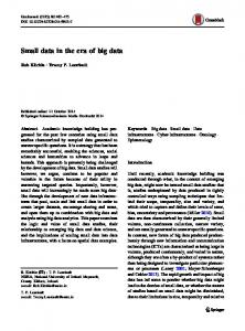 Small data in the era of big data - Springer Link