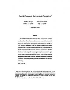 Social Class and the Spirit of Capitalism - Faculty Websites: Weinberg ...