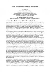 Social Embeddedness and Agent Development - Cogprints