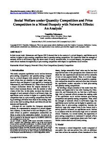 Social Welfare under Quantity Competition and Price Competition in a ...