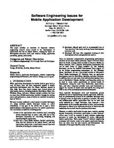 Software Engineering Issues for Mobile Application ... - CiteSeerX