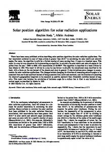 Solar position algorithm for solar radiation applications