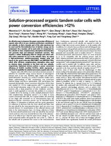 Solution-processed organic tandem solar cells with power conversion ...