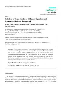 Solutions of Some Nonlinear Diffusion Equations and Generalized ...