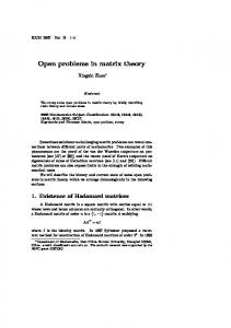 Some Open Problems in Matrix Theory
