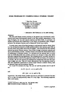 SOME PROBLEMS IN COMBINATORIAL NUMBER THEORY 1 Mei ...