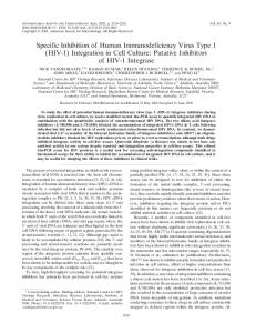 Specific Inhibition of Human Immunodeficiency Virus Type 1 (HIV-1 ...