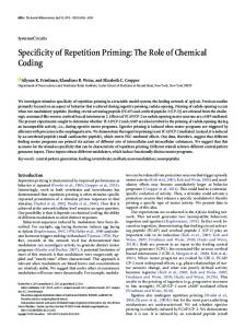 Specificity of Repetition Priming - Journal of Neuroscience