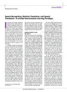 speech recognition, Machine translation, and speech ... - Microsoft