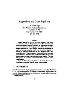 Steganalysis and Game Equilibria 1 Introduction - CiteSeerX