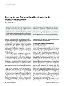 Step Up to the Bar: Avoiding Discrimination in ... - Psychiatric Services