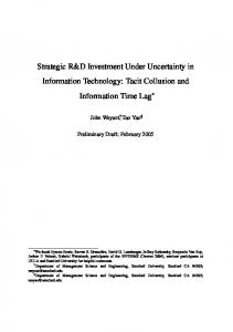 Strategic R&D Investment Under Uncertainty in Information - CiteSeerX