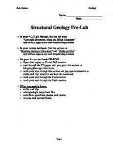 Structural Geology Pre-Lab