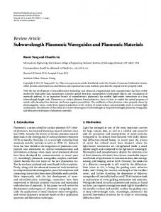 Subwavelength Plasmonic Waveguides and Plasmonic Materials