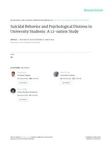 Suicidal Behavior and Psychological Distress in