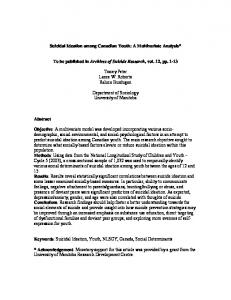 Suicidal Ideation among Canadian Youth: A Multivariate ... - CiteSeerX
