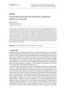 Suppletion patterns in clusivity - Glossa: a journal of general linguistics