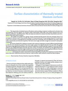 Surface characteristics of thermally treated titanium surfaces