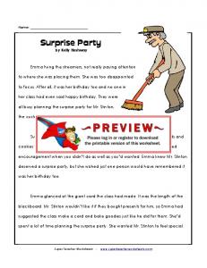 Surprise Party - Super Teacher Worksheets