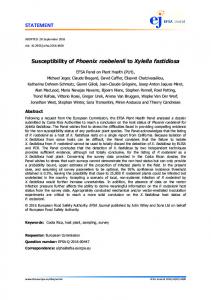 Susceptibility of Phoenix roebelenii to Xylella fastidiosa