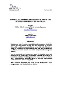 Sustainable fisheries management plan for the Estonian fisheries in ...