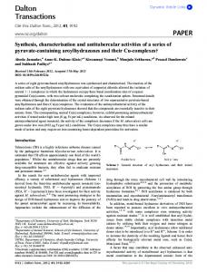 Synthesis, characterisation and antitubercular