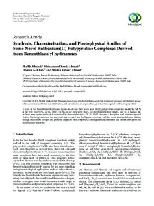 Synthesis, Characterization, and Photophysical Studies of Some